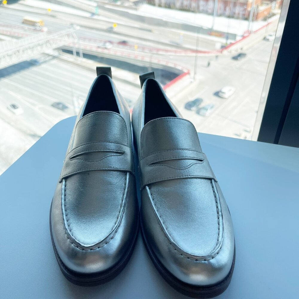 New Cole Haan Stassi Gold Leather Coastal Nautical Penny Loafer Shoes Size 9.5 - Picture 2 of 5